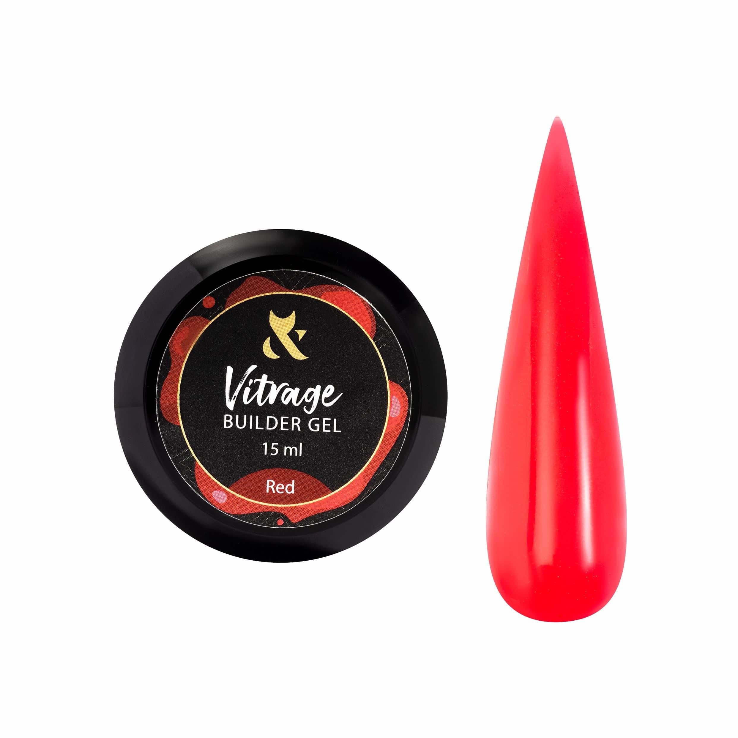 F.O.X Vitrage Builder Gel - Red - Professional Nail Extension & Strengthening Gel for Salon & DIY Manicures - Perfect for Nail Art, Extensions & Long-Lasting Shine