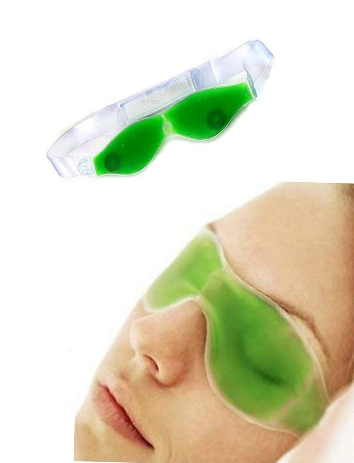 RONFILD Aloe Vera Cooling Gel Eye Mask with Strap - Soothing Sleep Mask for Tired Eyes, Dark Circles & Puffiness Relief - Reusable Eye Patches for Relaxation & Eye Care - Perfect for Travel, Work & Home Use (1 Pack)