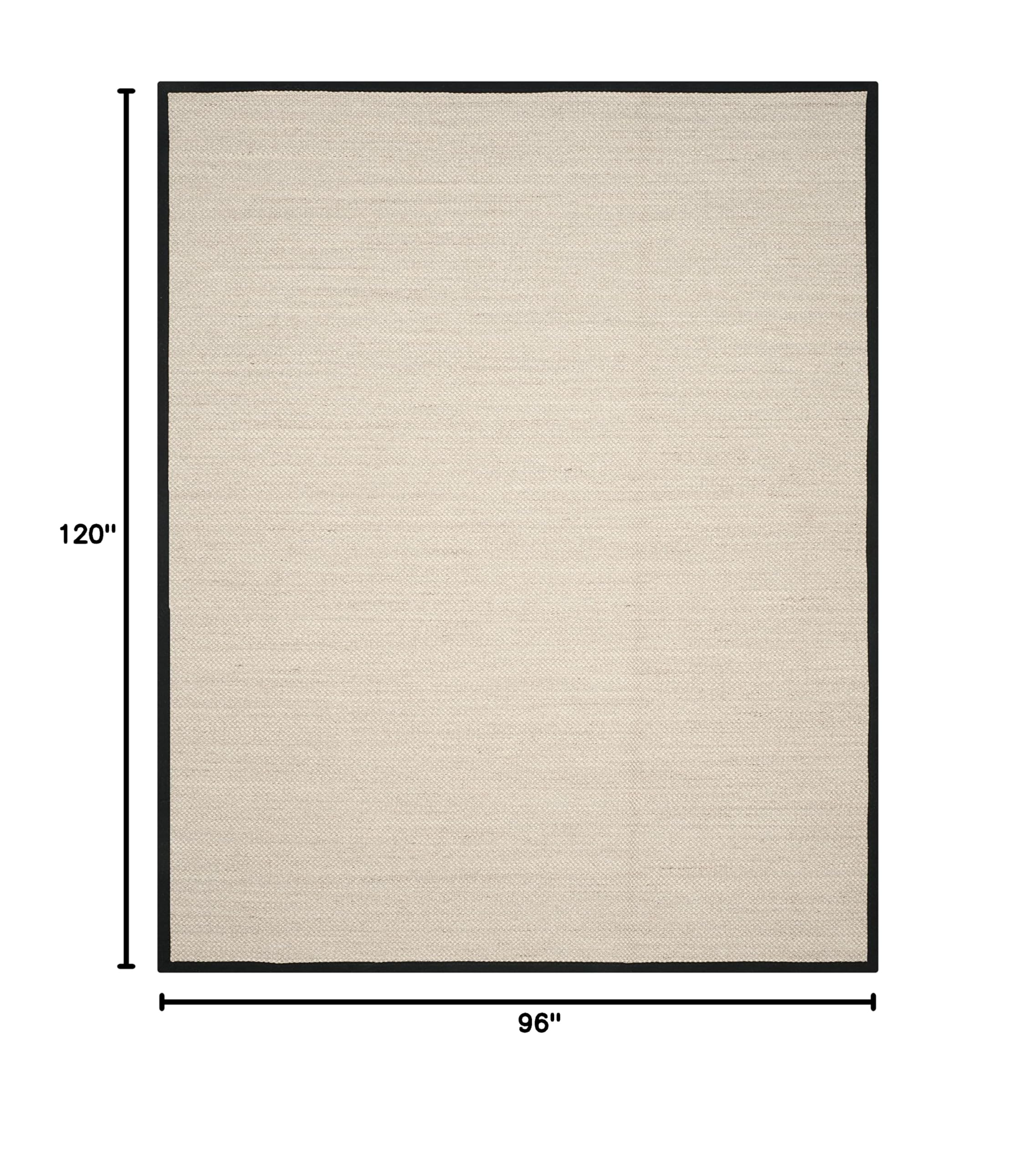 SAFAVIEH Natural Fiber Collection 8' x 10' Area Rug - Marble & Black Sisal Border Design | Easy Care, Durable for High Traffic | Perfect for Living Room, Bedroom & Office | NF143A