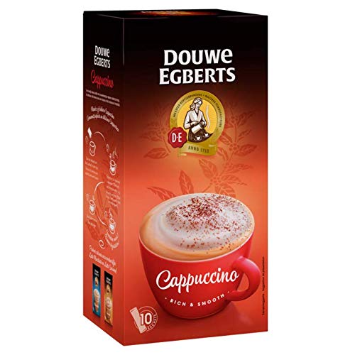 Douwe Egberts Instant Coffee Packets - 10 Count Cappuccino Solution (4.41oz) | Perfect for Office, Travel & Quick Breakfast