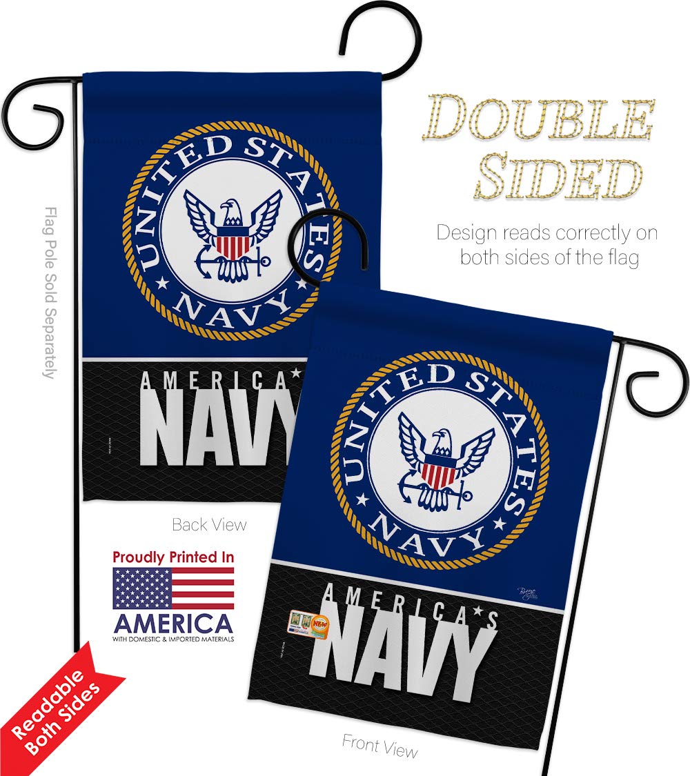Double-Sided US Navy Garden House Flags Set 28x40 Inch - Armed Forces USN Seabee Military Veteran Retiree Official Decorative Yard Banner - Made in USA - Perfect for Patriotic Home, Yard & Military Appreciation Events