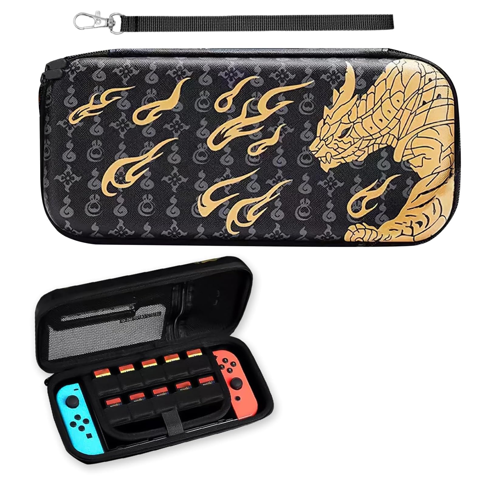 WUERKIYA Cute Hard Carrying Case Compatible with Nintendo Switch & Switch OLED - Protective Storage Bag Holds 10 Games & Accessories - Black - Perfect for Travel, Gaming Parties & On-the-Go Protection