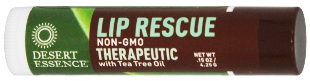 Desert Essence Tea Tree Oil Lip Balm - Natural Moisturizing & Healing for Dry, Chapped Lips - Perfect for Outdoor Activities, Hiking, and Cold Weather Protection
