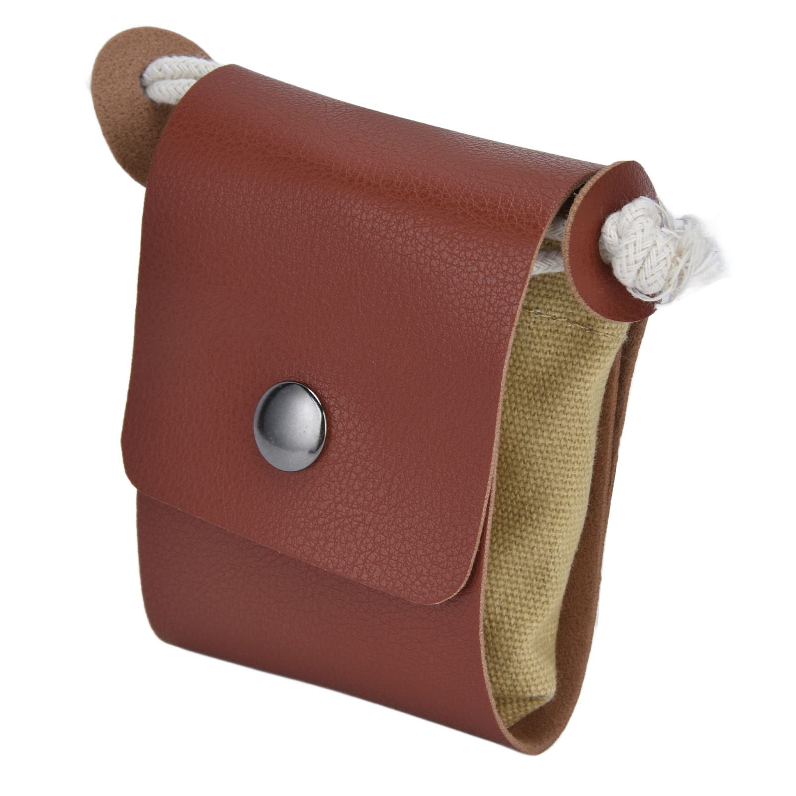 Premium PU Leather & Canvas Mushroom Foraging Bag - Waterproof Hunting Pouch for Outdoor Camping, Fruit Picking & Nature Exploration (Khaki) | Waist Hanging Storage Bag for Hikers & Gatherers