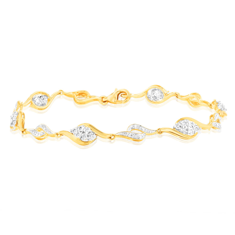 1/10 Carat Diamond Tennis Bracelet in 9K Yellow & White Gold - Elegant Jewelry Gift for Women, Perfect for Anniversaries, Weddings & Special Occasions
