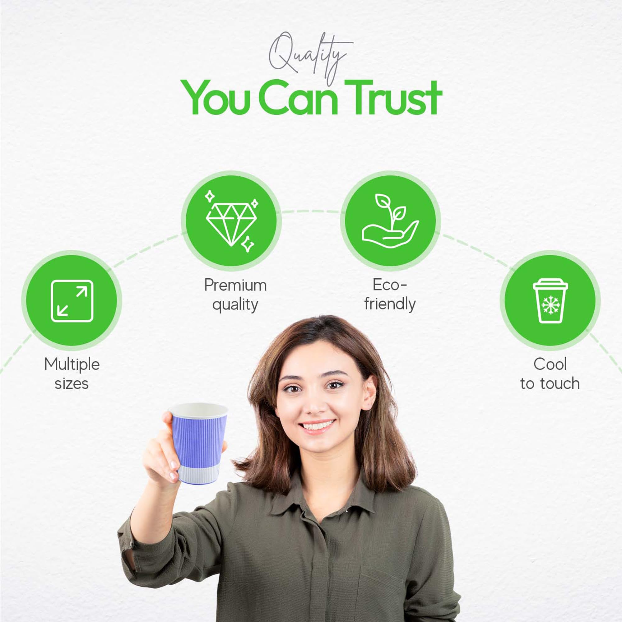 12oz Disposable Coffee Cups (500 Pack) - Insulated Ripple Wall Hot Cups for Coffee, Tea & More | Rolled Rim, Light Purple | Lids Sold Separately | Perfect for Cafes, Offices & Events