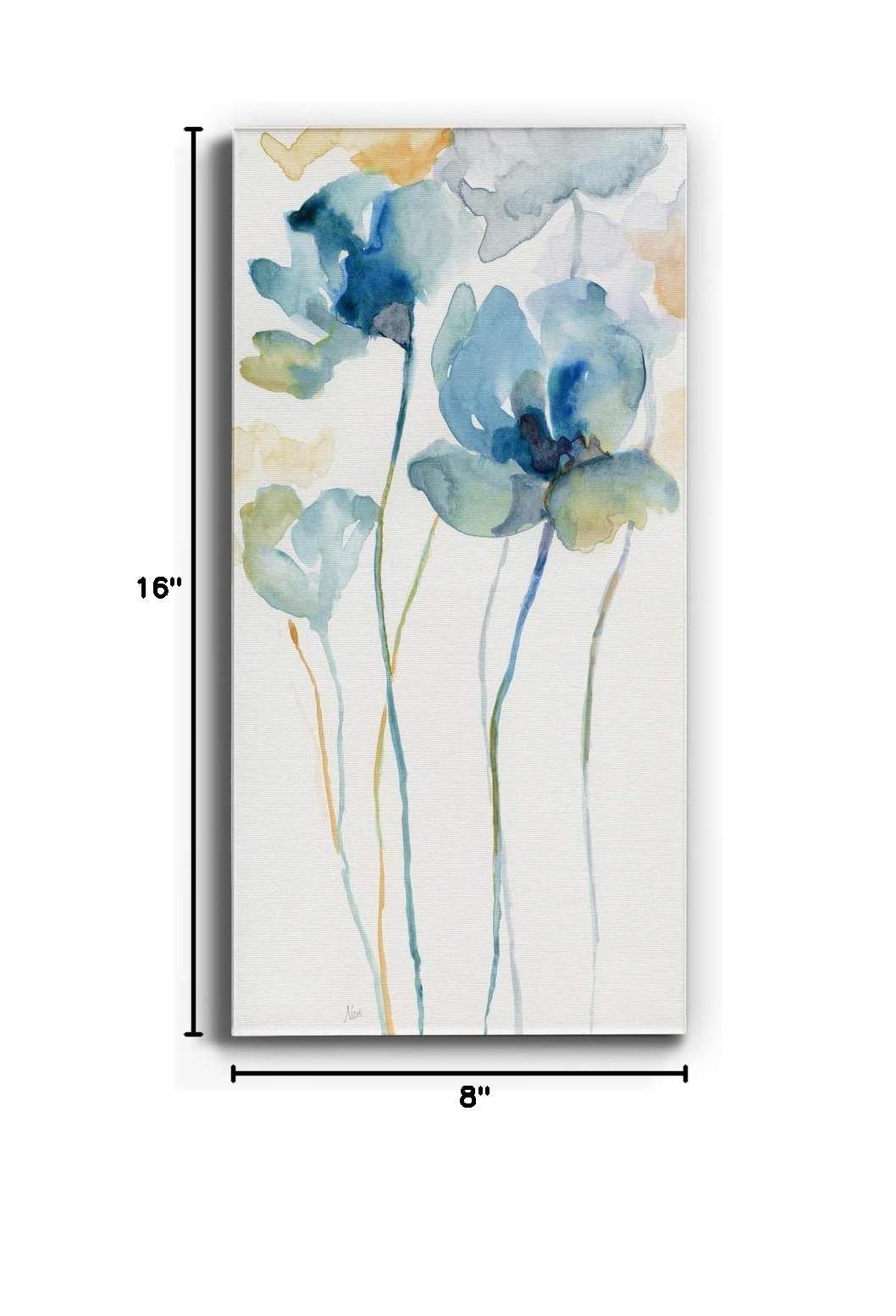 Blue and White Floral Canvas Wall Art - 8x16 Inch Modern Flower Painting Print for Home Decor, Bedroom, Living Room, Dining Room & Office - Perfect for Adding Elegance to Your Walls