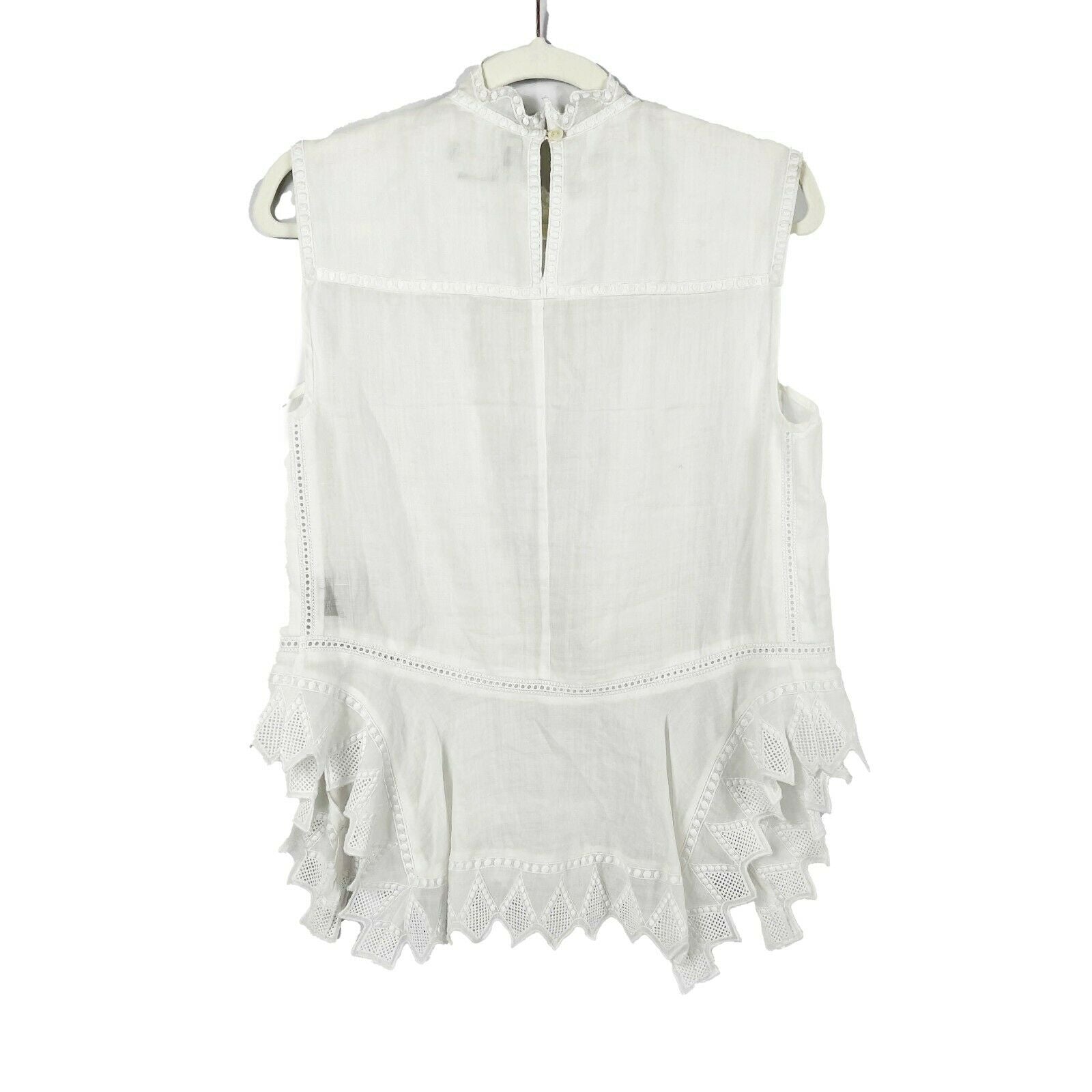 Isabel Marant 18 Nust White High Neck Sleeveless Embroidered Blouse - Women's XS (US Size 34) - Perfect for Summer Parties & Formal Occasions