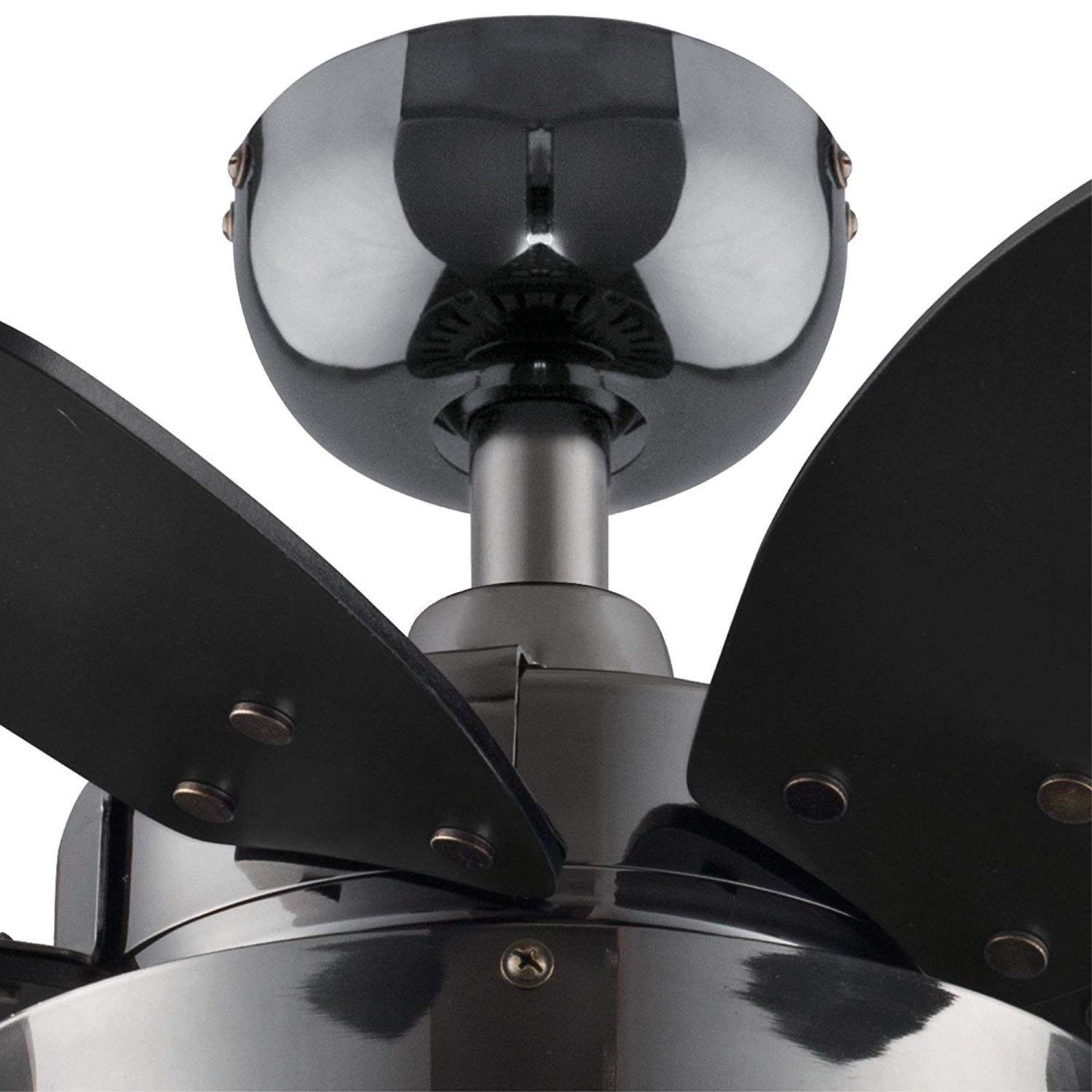 24 Inch Small Ceiling Fan with Light - 2 Pack, Quince Indoor Ceiling Fan in Gun Metal Finish, Reversible Black/Graphite Blades, LED Light Fixture with Opal Frosted Glass - Perfect for Bedroom, Living Room, and Office Spaces