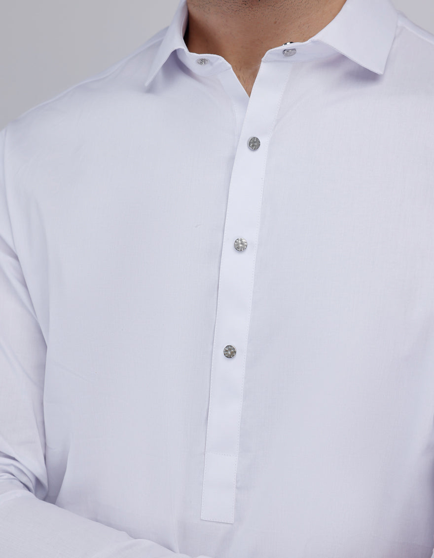 Premium Cotton White Shalwar Kameez by J. Junaid Jamshed - Traditional Pakistani Outfit for Men, Eid, Wedding & Special Occasions