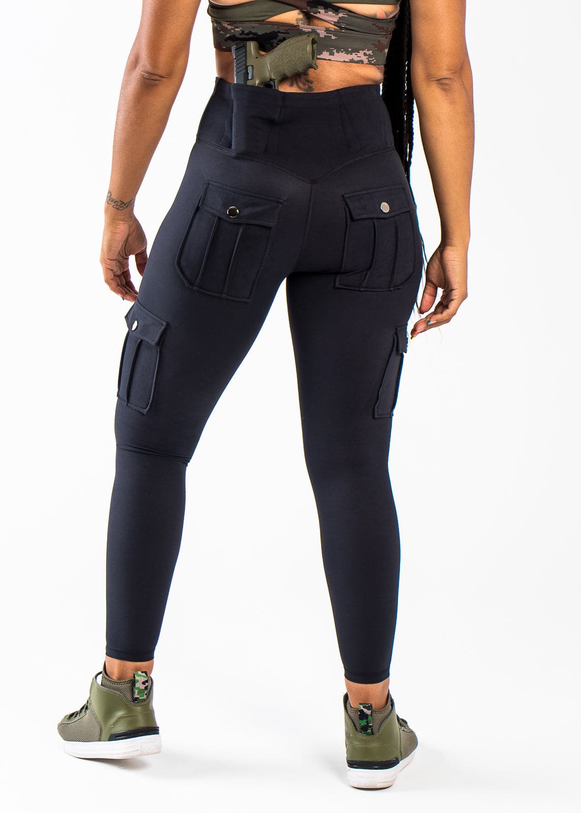 Tactical Concealed Carry Leggings with Hidden Pockets for Women - Comfortable & Secure CCW Wear | Black | Perfect for Running, Gym, Hiking & Everyday Concealed Carry