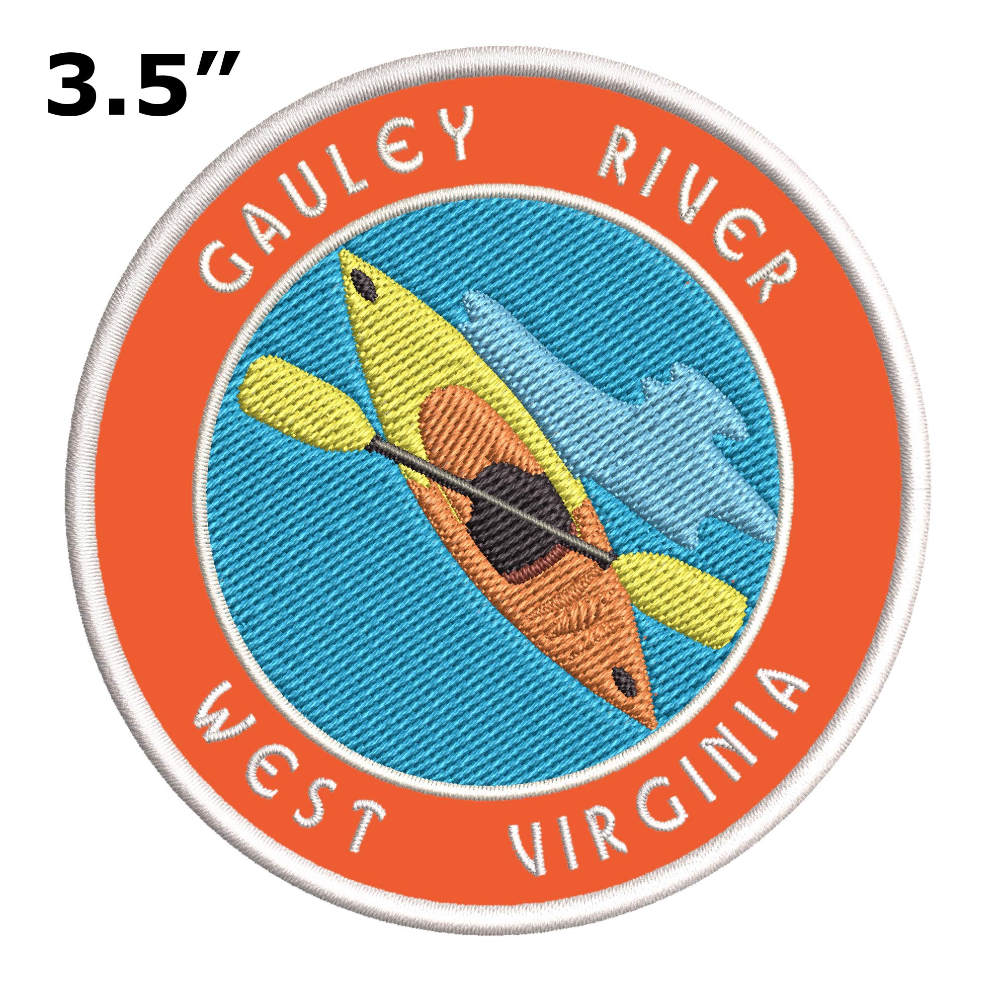 Premium Embroidered Gauley River West Virginia Kayak Patch - DIY Iron-On or Sew-On Decorative Badge for Jackets, Hats & Bags - Perfect Travel Souvenir & Outdoor Adventure Gear