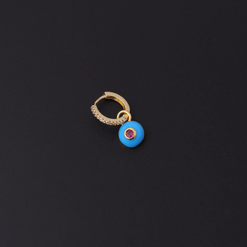 18K Gold Cartilage Hoop Earrings with Enamel Eye Design - Dainty Helix Earrings for Women | Perfect for Everyday Wear, Parties & Gifts (HSPJ379)