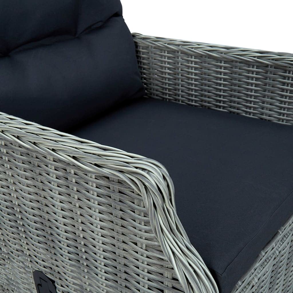 vidaXL Light Gray Reclining Patio Chair with Cushions - Easy-to-Clean Outdoor Furniture - Adjustable Backrest for Ultimate Comfort - Lightweight Poly Rattan Outdoor Recliner - Perfect for Poolside, Garden, and Patio Relaxation