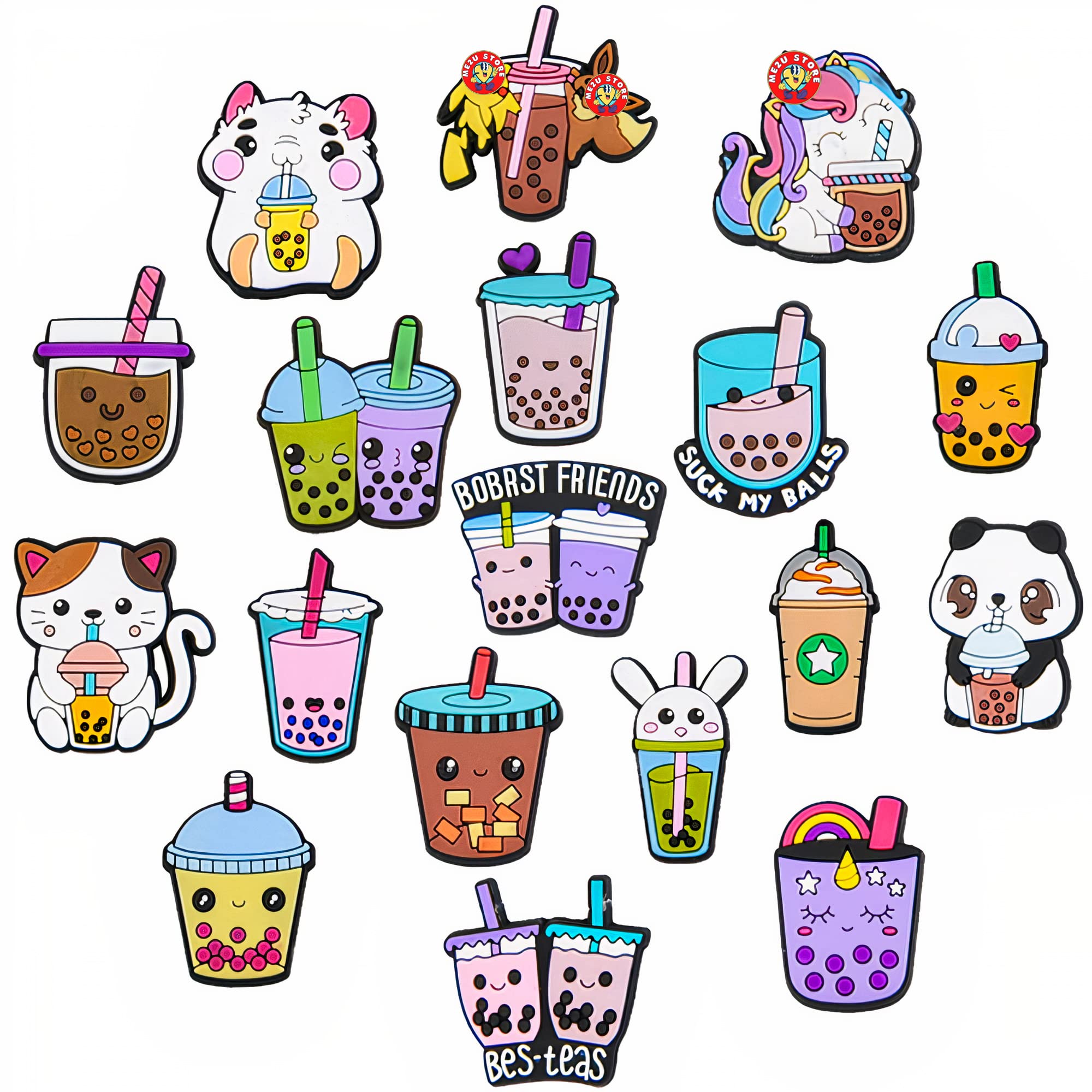 24/18 Pcs Kawaii Coffee & Milk Tea Croc Shoe Charms - Cute Shoe Decorations for Crocs, Bracelets & Wristbands - Perfect Gift for Birthday, Party & Holiday - Coffee Lover Accessories for Everyday Wear & Gifting