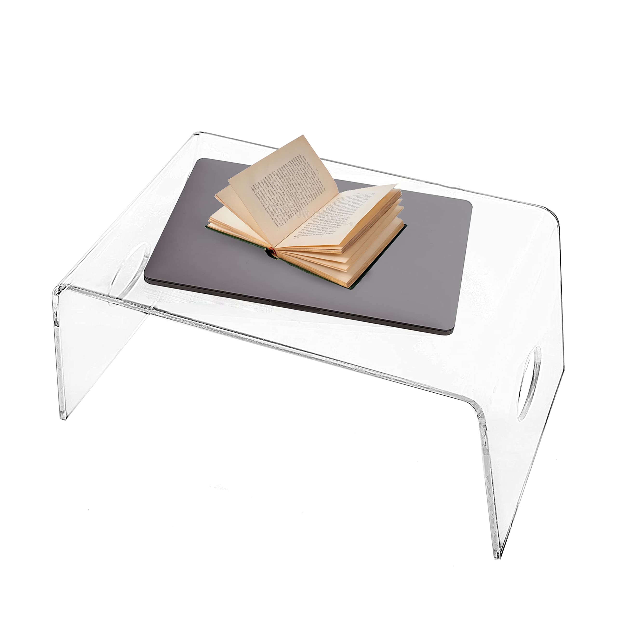 Acrylic Bed Tray with Handles - 21'' x 12'' x 10'' Portable Lap Desk for Work, Study & Dining - Adjustable Laptop Stand for Home Office - Lightweight Mobile Tray Table for Bed, Couch, Sofa (Perfect for Breakfast in Bed, Remote Work & Movie Nights)
