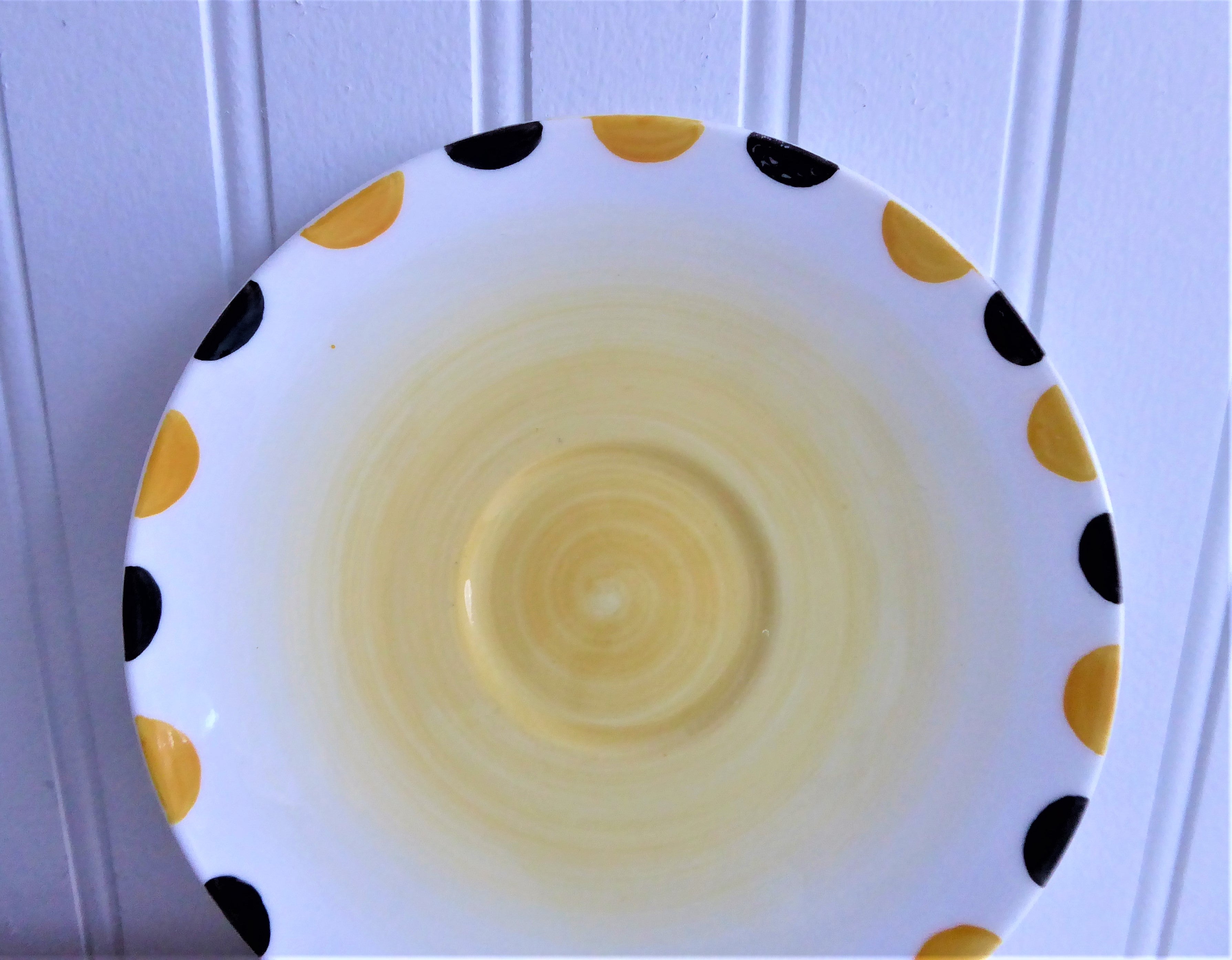 Vintage Shelley Art Deco Saucer - Yellow with Black Dots Pattern (1930s Regent Collection) - Perfect for Tea Time & Antique Collectors