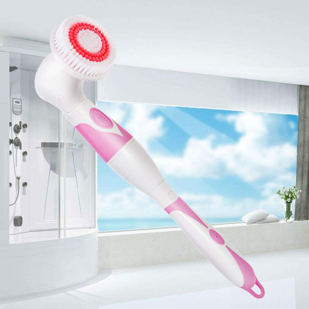 Exfoliating Bath Brush with Handle - Pink Body Scrubber for Smooth Skin, Massage & Cleansing - Perfect for Shower, Spa & Facial Exfoliation