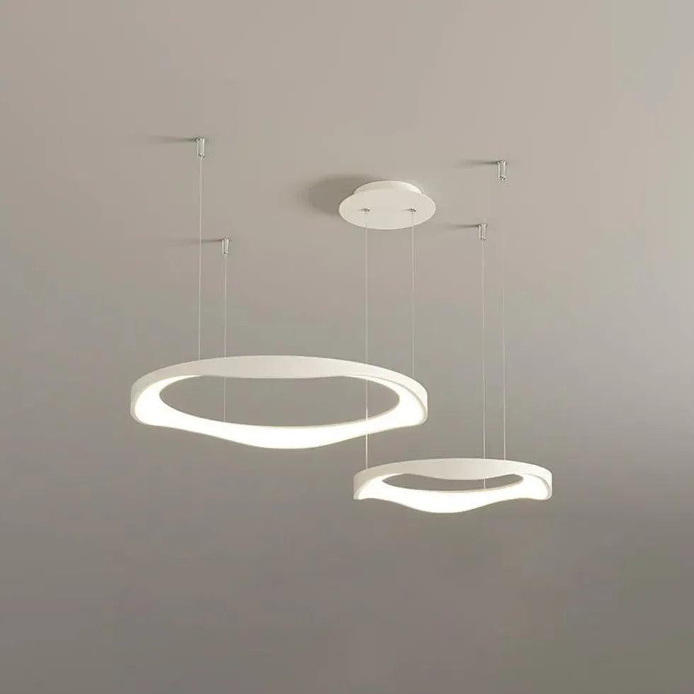 Modern Ring Shaped Metal Acrylic LED Pendant Light for Living Room - Dimmable Hanging Ceiling Lamp for Dining Room, Bedroom, Kitchen & Office Lighting
