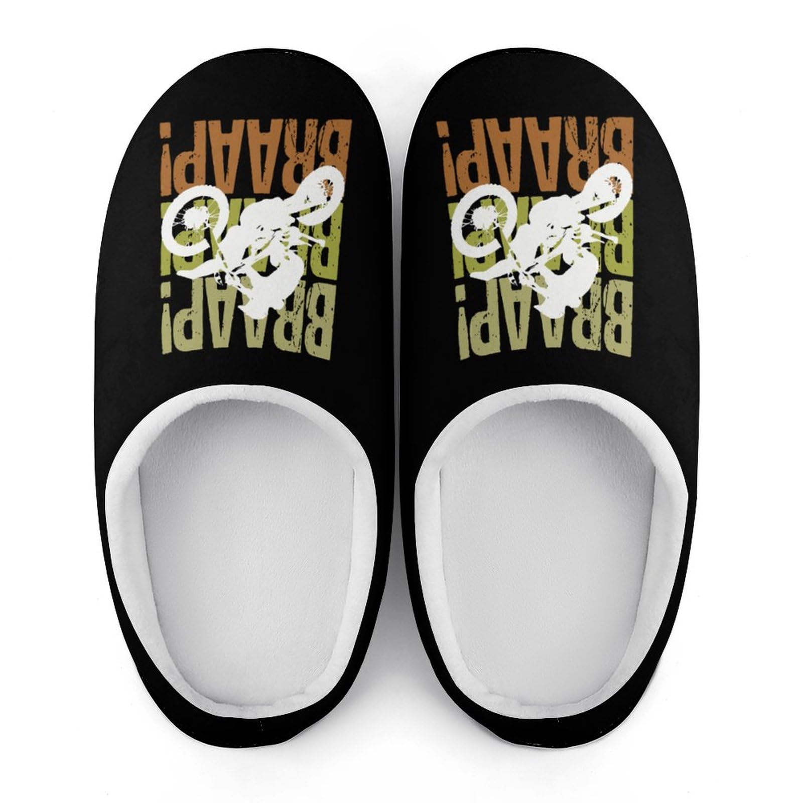Dirt Bike Motocross Men's Non-Slip Winter House Slippers with Rubber Sole - Warm Indoor Shoes for Home, Travel & Relaxation