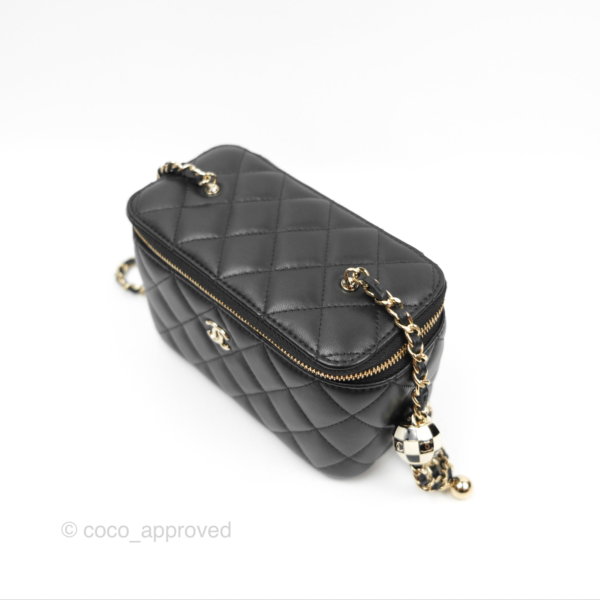 Chanel Ball Crush Vanity Bag with Chain - Black Lambskin Leather & Gold Hardware - Luxury Crossbody Clutch for Evening Parties & Special Occasions