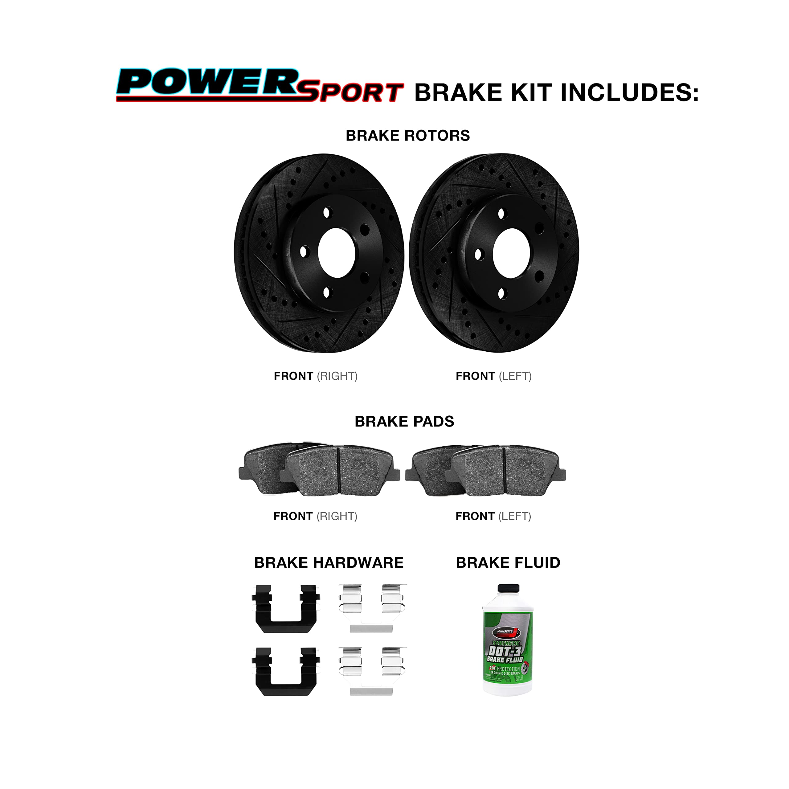 High-Performance Power Sport Front Brake Kit - Heavy Duty Brake Pads & Rotors with Hardware (BBC1.67000.44) | Perfect for ATV, UTV & Off-Road Vehicles
