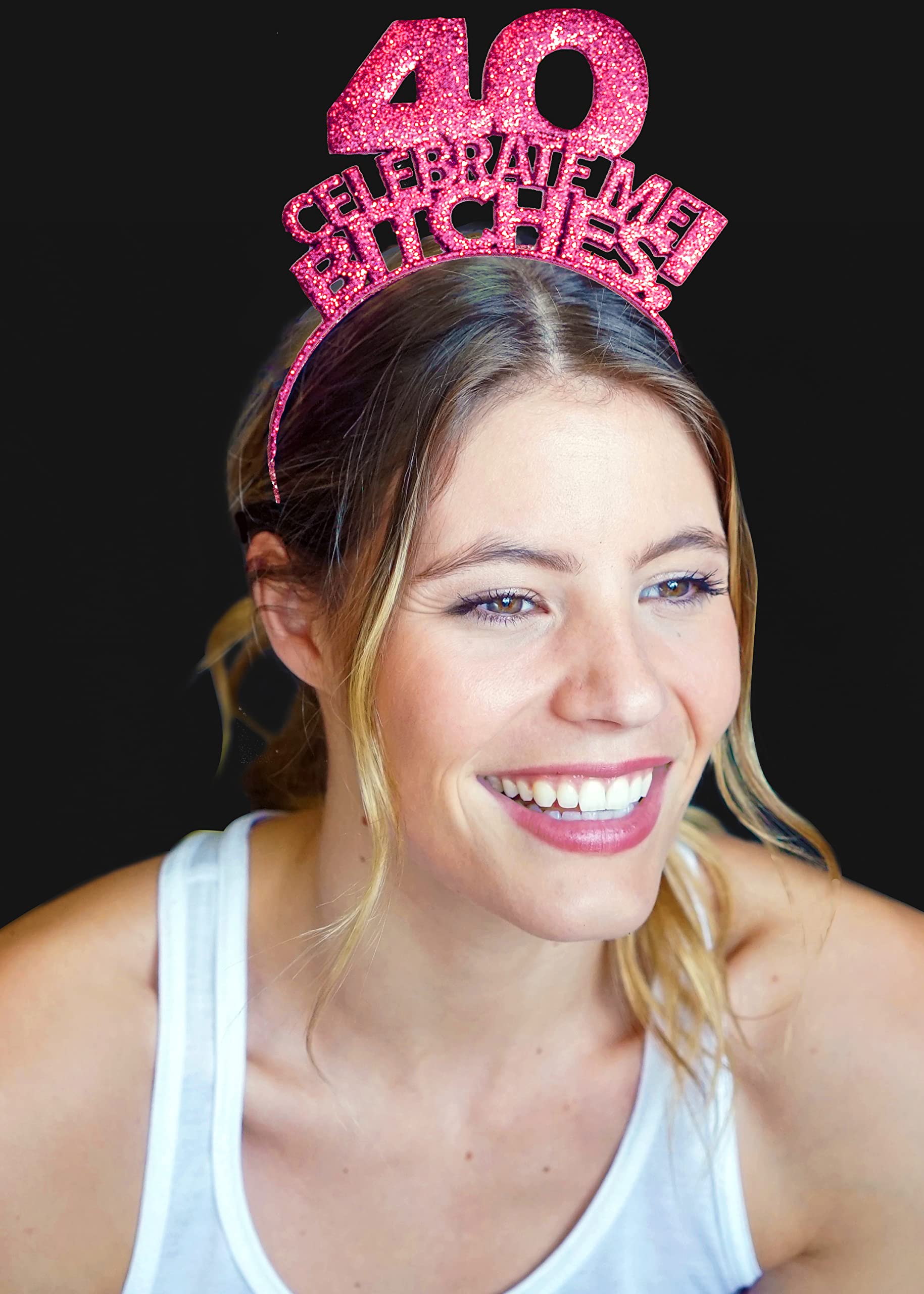 40th Birthday Rhinestone Sash & Tiara Headband - Sparkling 40 & Fabulous Hair Accessories for Women, Birthday Party Decorations & Supplies - Perfect for Milestone Celebrations, Bachelorette Parties & Special Occasions