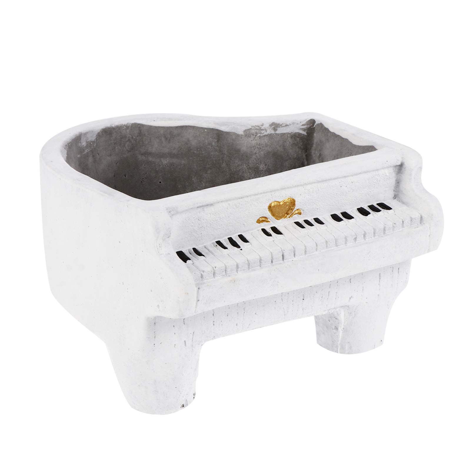 DOITOOL White Cement Piano Shaped Planter - Indoor Flower Pot for Cactus, Succulents & Plants | Perfect for Home Decor, Office Desk & Gift Ideas