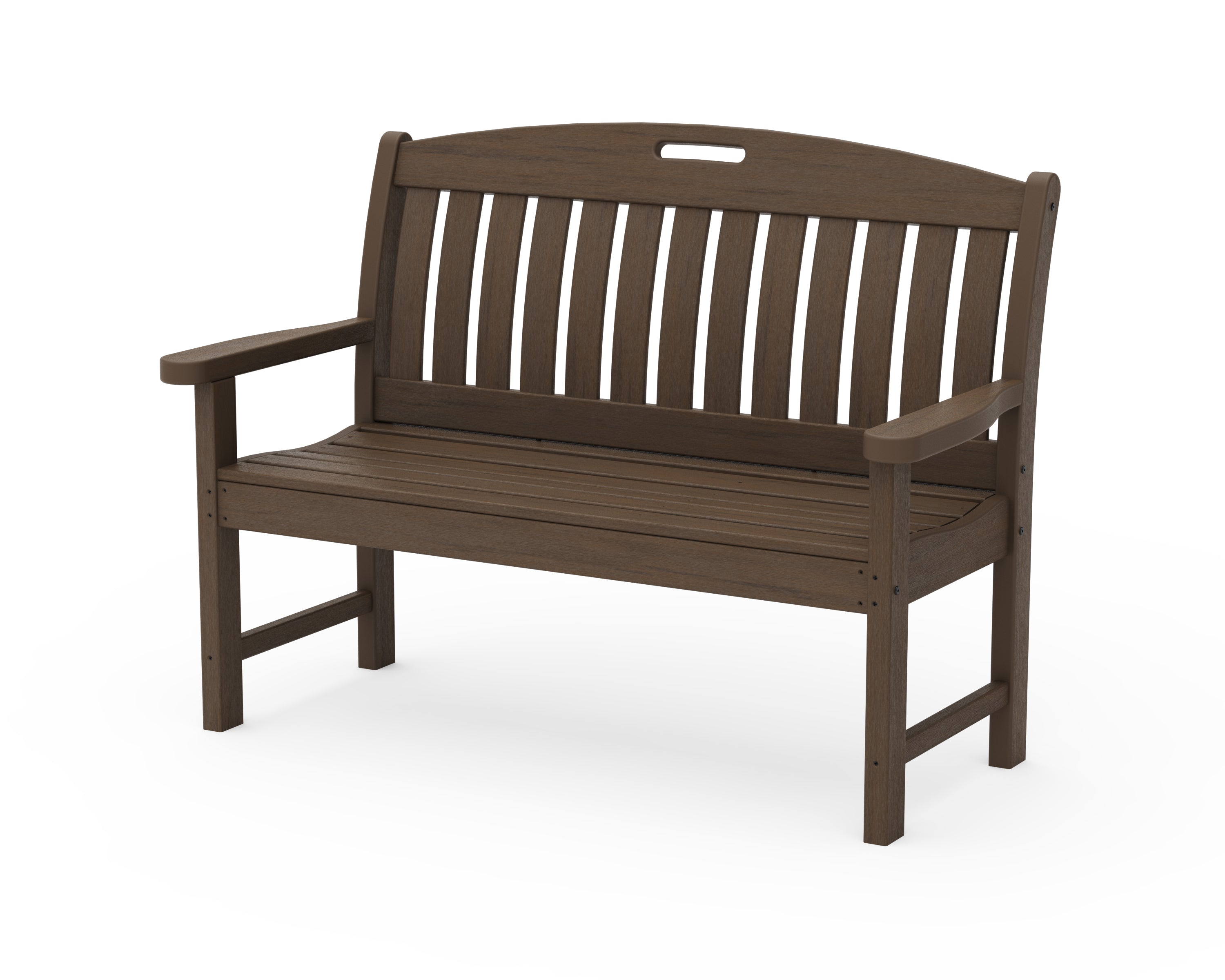 POLYWOOD Nautical 48-Inch Outdoor Bench - All-Weather Resin Wicker Patio Furniture for Deck, Poolside & Garden Seating