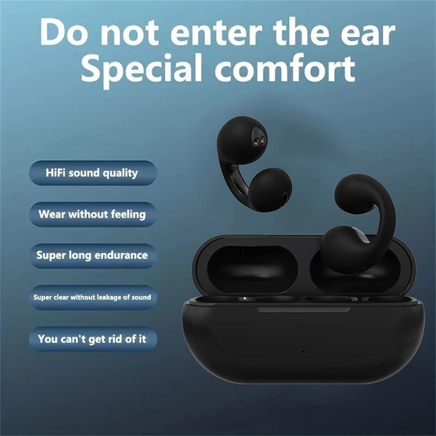 Yesnero Waterproof Open Ear Bone Conduction Headphones - Bluetooth 5.3 Sports Ear Clip Earbuds with Noise Canceling for Running, Swimming & Shower Use (Black)