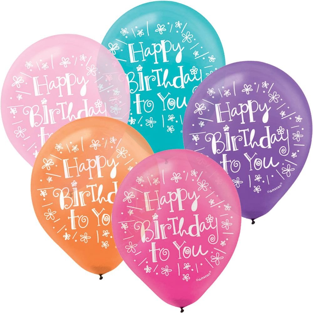 Sweet Stuff Latex Balloons - 12 Inch Assorted Colors for Birthday Party Decorations, Baby Showers & Celebrations - Pack of 12