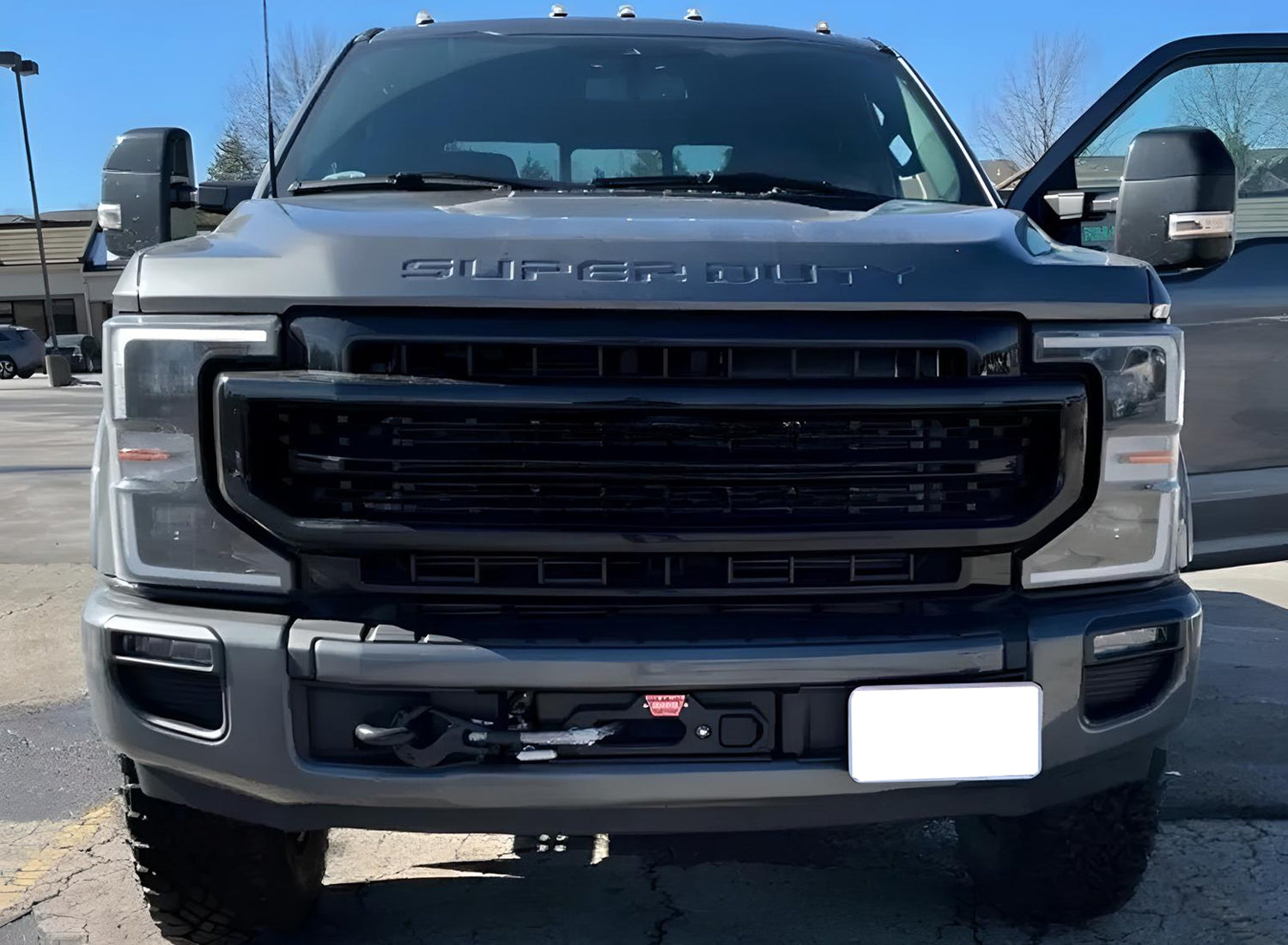 Ford F250 F350 F450 Front Tow Hook License Plate Relocation Mount Kit - Durable Off-Road Bumper Accessory for Truck & SUV Customization
