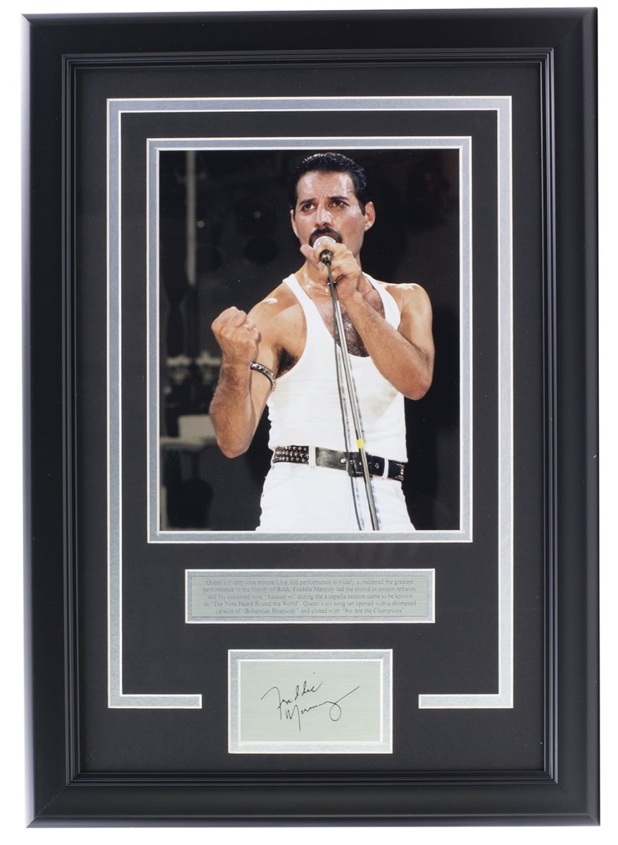 Freddie Mercury Framed 8x10 Queen Live Aid Photo with Laser Engraved Signature - Vintage Music Wall Art for Home, Office & Gift for Rock Fans