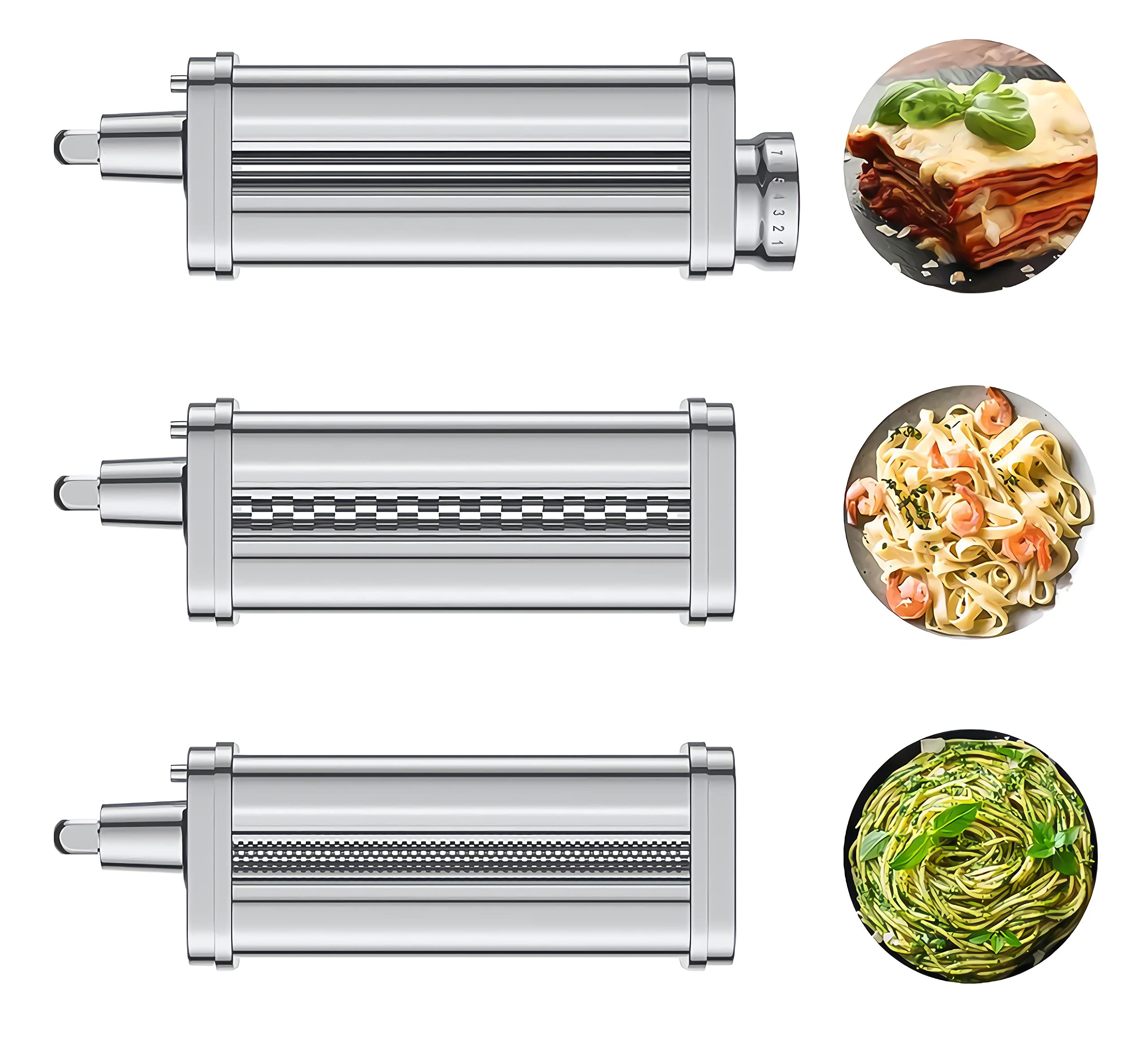 **KitchenAid Stand Mixer Pasta Attachment Set - 3-Piece Pasta Maker Kit with Roller & Cutter for Homemade Spaghetti, Fettuccine | Durable Noodle Accessories by Cofun | Perfect for Italian Cuisine & Family Cooking**