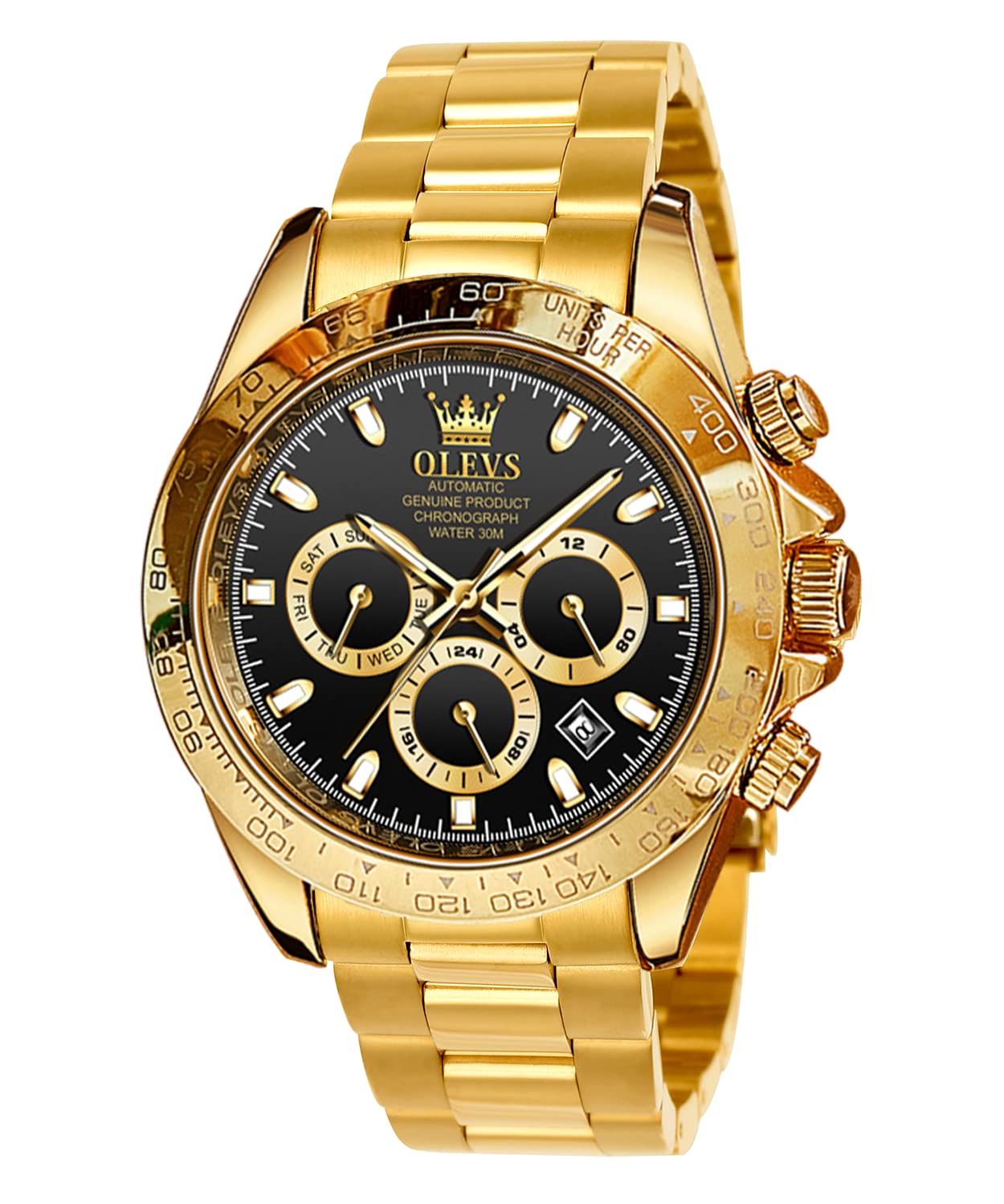 Luxury Automatic Self-Winding Men's Watch with Day-Date-Week Calendar, Waterproof Gold Wristwatch - Perfect Gift for Men, Father's Day, Business & Formal Occasions
