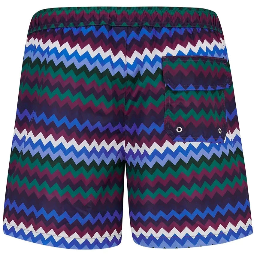 Missoni ZigZag Swim Shorts for Men - Quick Dry Beach Swimwear with UPF Protection - Perfect for Pool, Vacation & Summer Water Activities