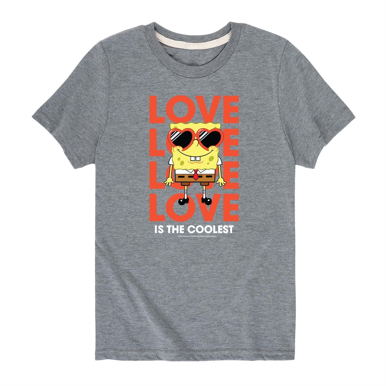 Spongebob Squarepants Valentine's Day Graphic T-Shirt for Toddlers & Kids - Cute Cartoon Short Sleeve Tee - Perfect for Valentine Gifts, School, and Playdates