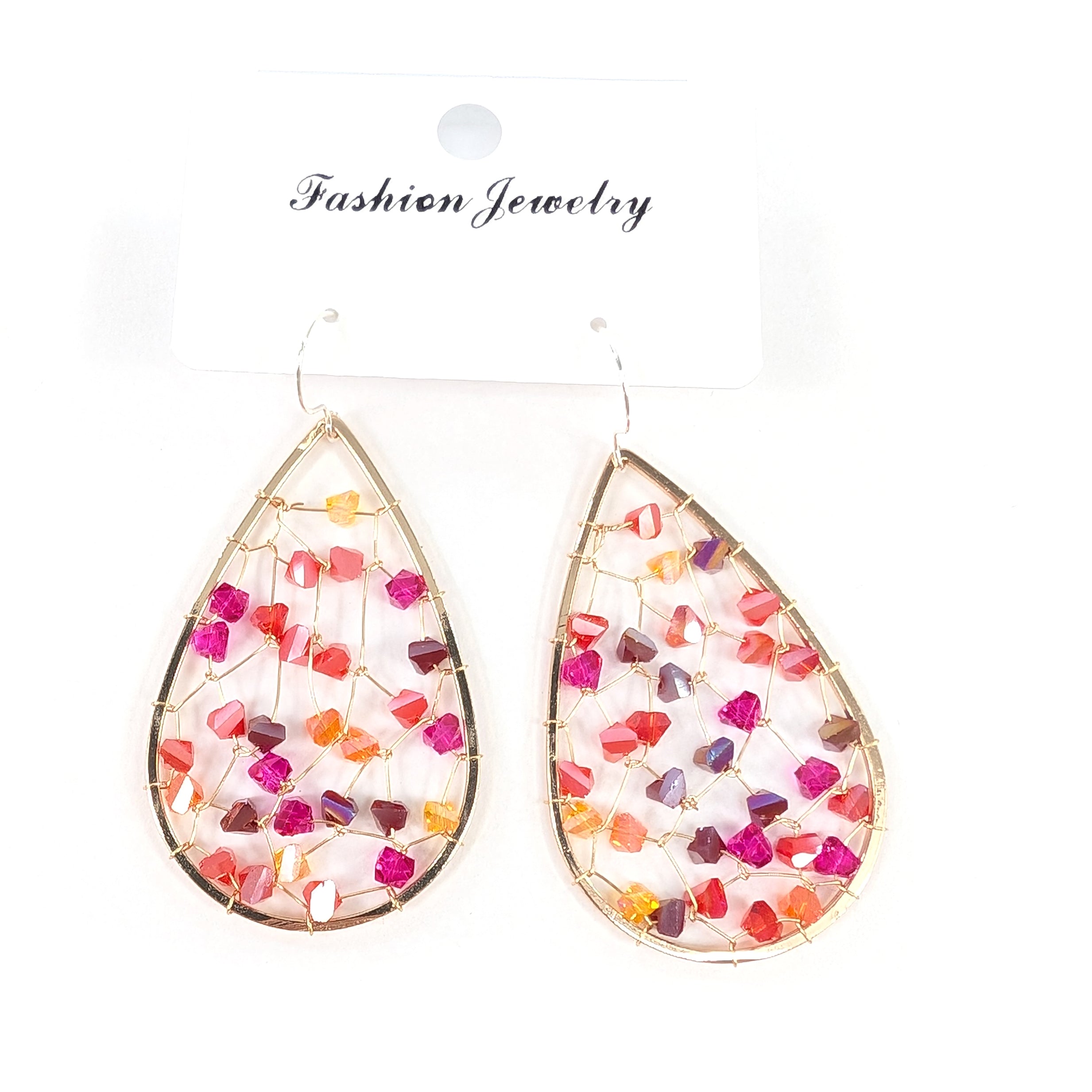 Pink Tear Drop Crystal Earrings for Women - Elegant Dangle Earrings for Party, Wedding & Evening Wear