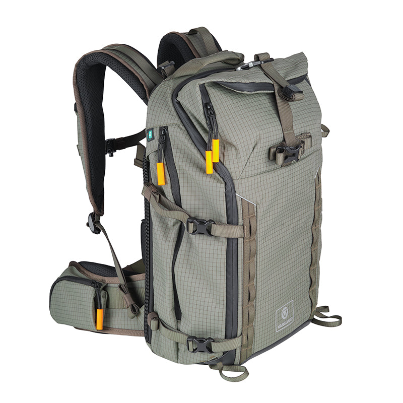 VEO Active 46 Khaki Green Camera Backpack with USB Charging Port - Waterproof DSLR Bag for Travel & Outdoor Photography - Perfect for Hiking, Camping & Professional Photographers