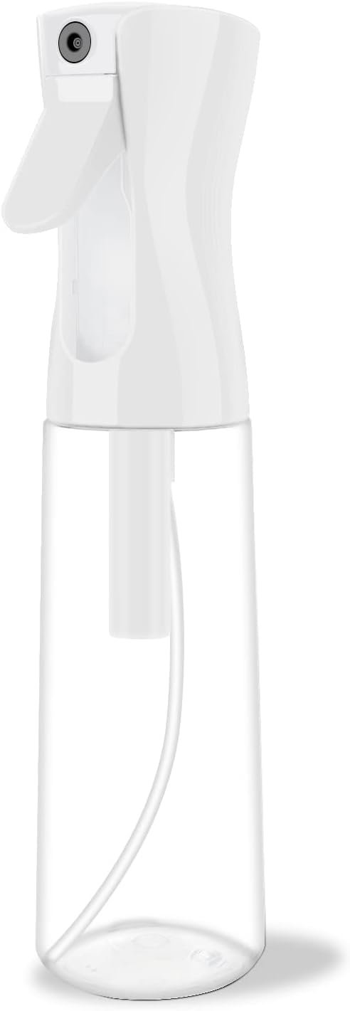 Ballotte 300ml Continuous Fine Mist Spray Bottle - Transparent White for Hair Styling, Cleaning, Plants & Travel - Multi-Purpose Refillable Water Mister for Salon, Home & Garden Use
