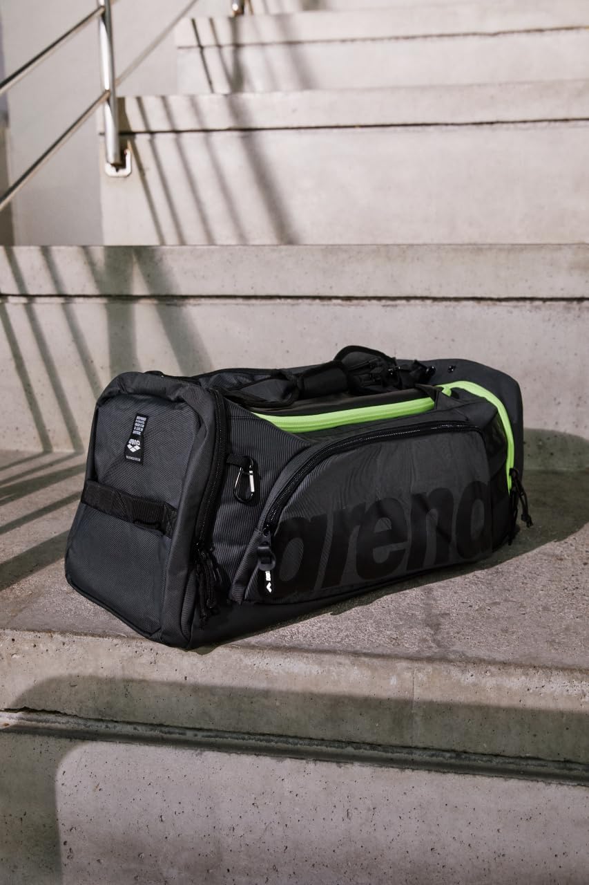 **ARENA Unisex Fast Multi-Functional Backpack - Duffle & Shoulder Bag for Gym, Sports, Travel - 55L Dark Smoke/Neon Yellow - Perfect for Athletes, Workout, Weekend Trips & Overnight Stays**