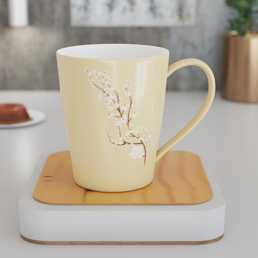 Earth Store Blossom Cream Ceramic Coffee Mug - 11oz (330ml) Microwave Safe Tea Cup, Perfect Gift for Best Friends - Ideal for Home, Office & Coffee Shops