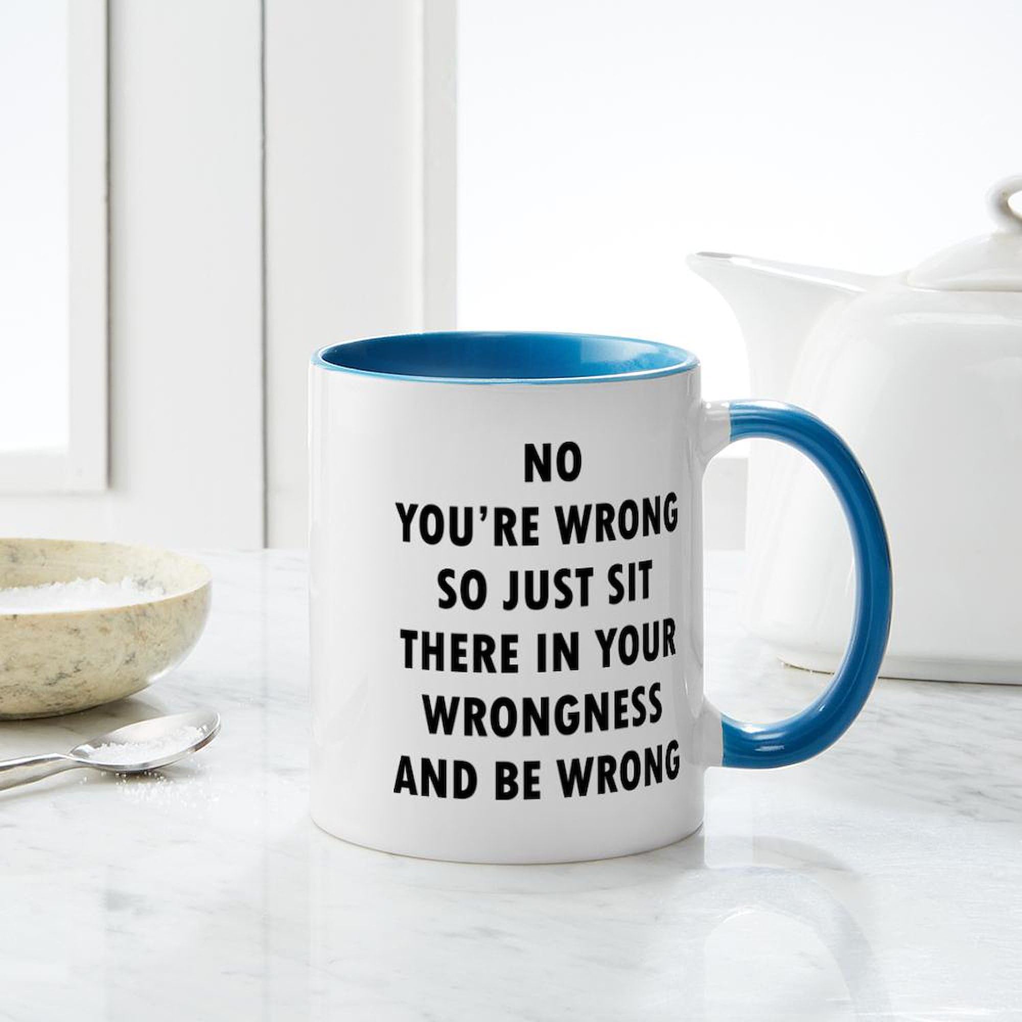 No Wrongness 11 oz (325 ml) Ceramic Coffee Mug - Funny Inspirational Gift for Coffee Lovers, Office & Home Use - Perfect for Morning Brews, Tea, Hot Chocolate & Office Decor