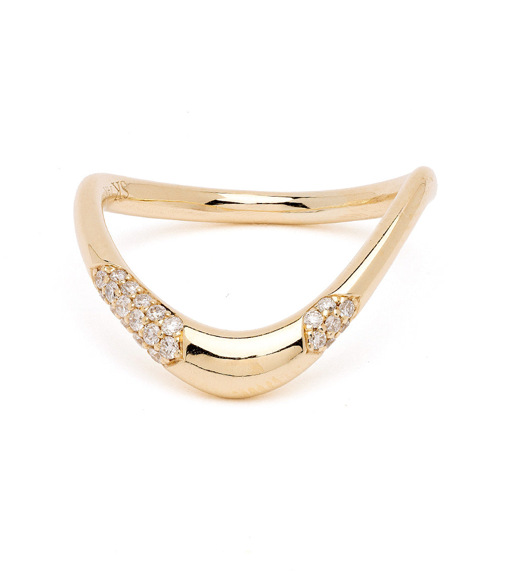Large Melt Band With Pave Diamond Patches - Elegant Stackable Ring for Women, Perfect for Weddings, Anniversaries & Everyday Wear