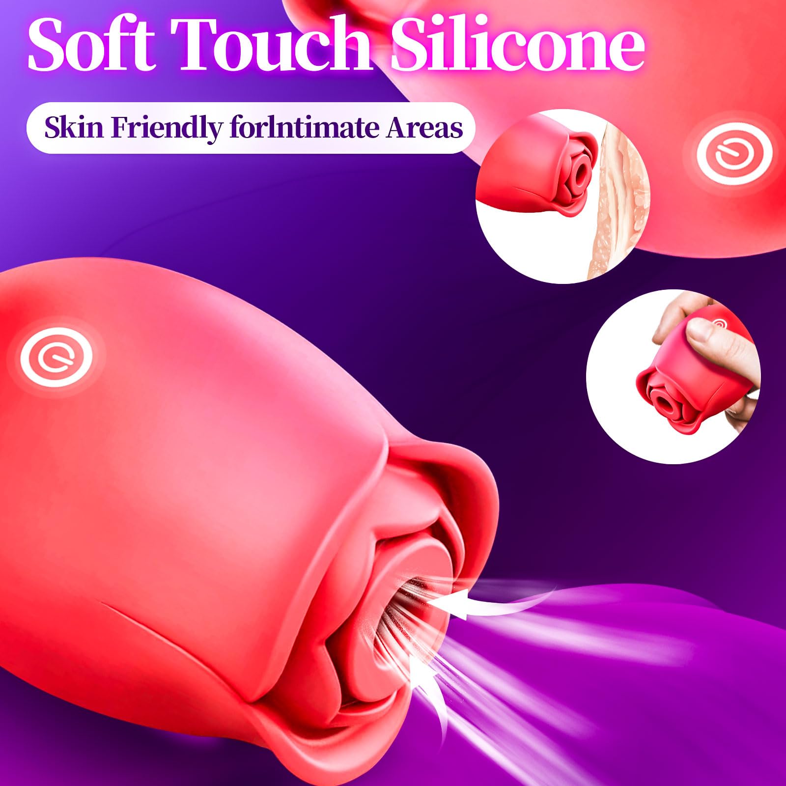 2024 New Rose Toy - 10 Speed Powerful Rose Vibrator for Women, Clitoral Stimulator with Licking & Suction Functions - Perfect for Solo Play, Couples Intimacy & Relaxation