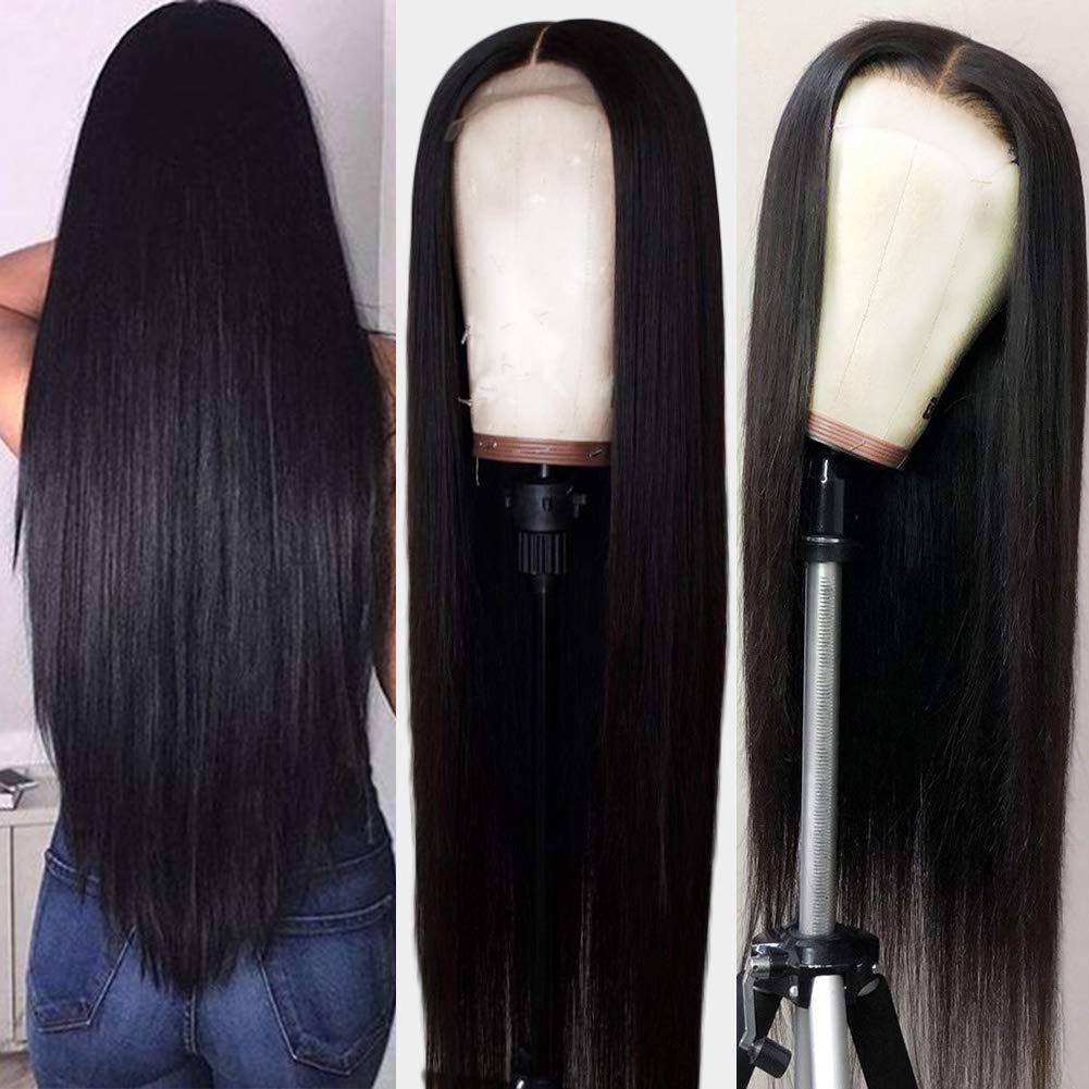 13x4 Lace Front Human Hair Wigs Pre Plucked with Baby Hair | 180 Density 9A Straight Brazilian Hair | Natural Black Color 14 Inch | Perfect for Black Women | Daily Wear, Cosplay & Special Occasions