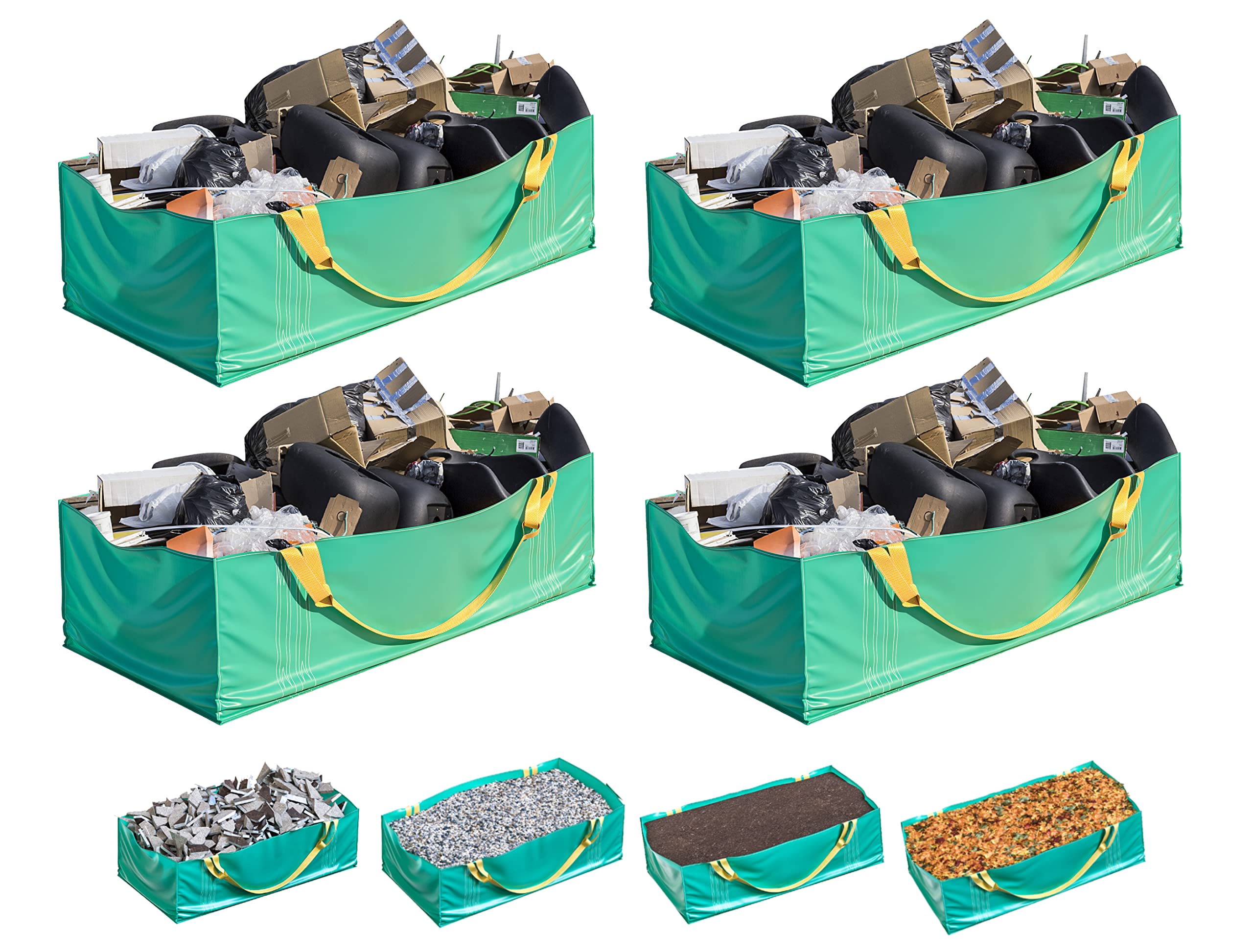 **Skywin Heavy-Duty Dumpster Bags 4-Pack - Reusable Yard Waste Bags for Trash Management, Foldable Yard Waste Container Holds Up to 3,500 lbs - Perfect for Home Renovations, Landscaping & Construction Debris Cleanup**