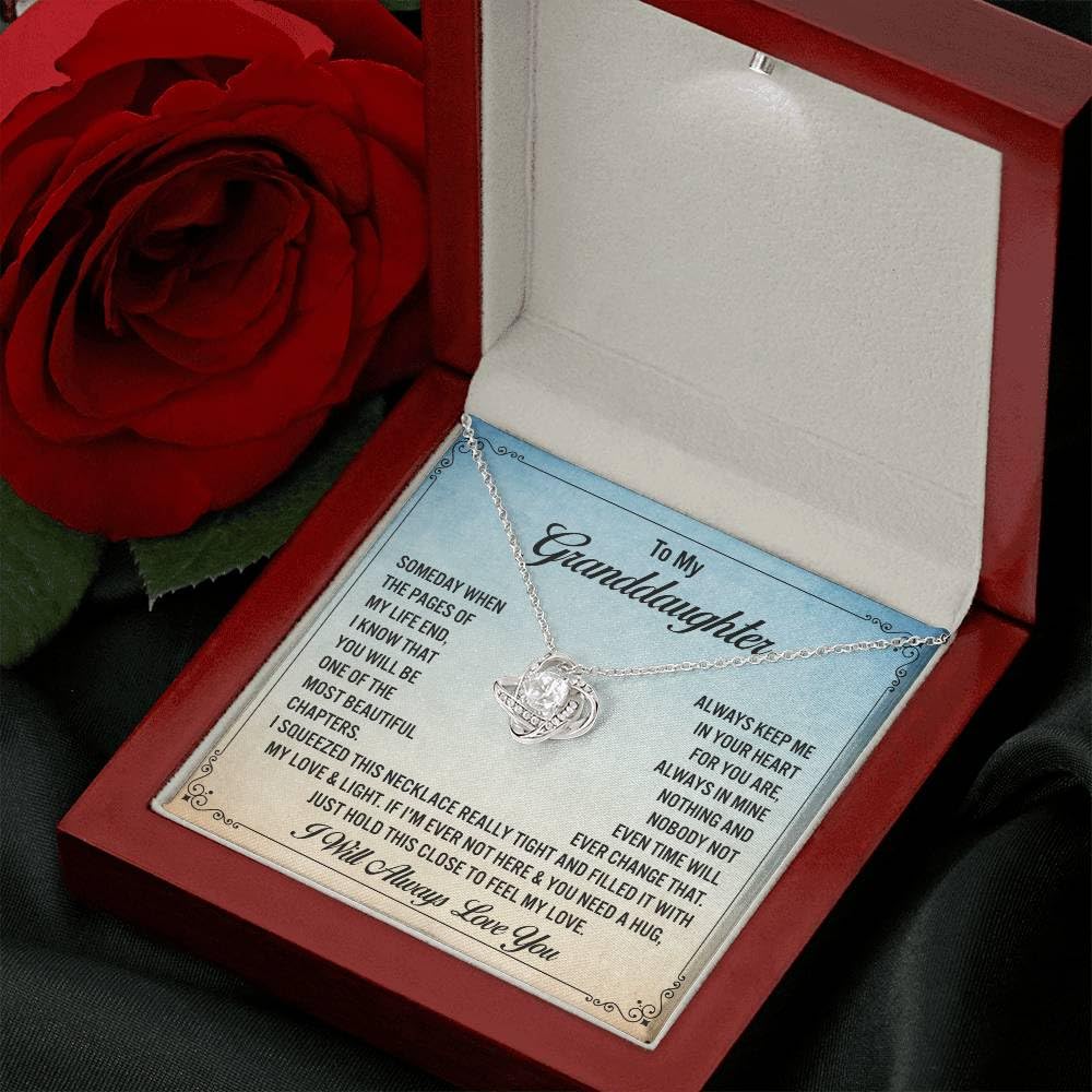 Granddaughter Love Knot Necklace - Meaningful Jewelry Gift for Granddaughter from Grandpa & Grandma - Perfect for Birthday, Graduation, Confirmation & Christmas - Heartfelt Keepsake for Special Occasions