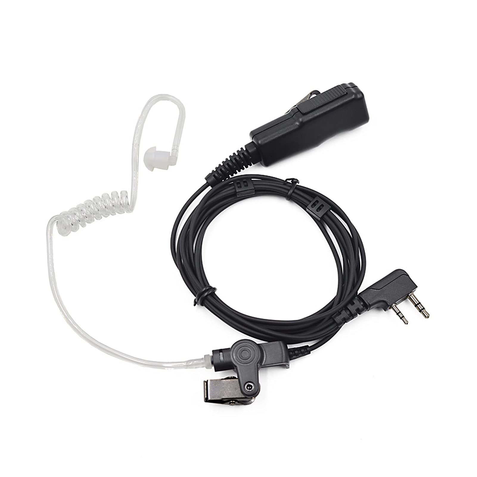 BMINO 5Pcs 2 Pin Earpiece Headset for Baofeng UV-5RE Plus, GT-3, GT-3TP, UV-B5, BF-F8+ Walkie Talkies - Long PTT Two-Way Radio Headphones for Security, Construction & Outdoor Communication