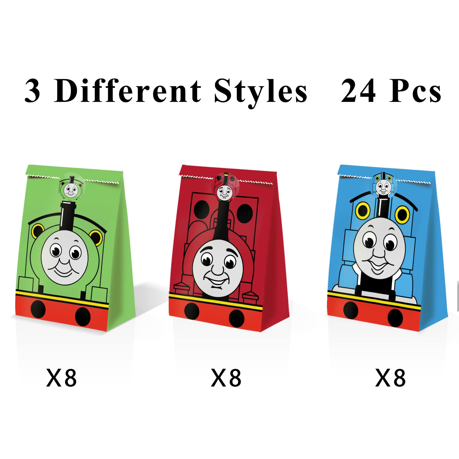 24 PCS Train-Themed Candy Bags for Birthday Parties & Favors - Colorful Treat Bags for Kids' Train Birthday, Baby Shower & School Events